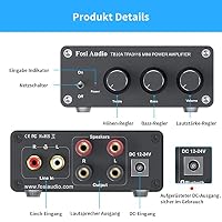 Fosi Audio TB10A 2 Kanal Stereo Audio Verstärker Empfänger Mini Hi-Fi Class D Vollverstärker 2.0CH für Heimlautsprecher 100W x2 mit Bass- und Höhenregler TPA3116 – Ansicht 2