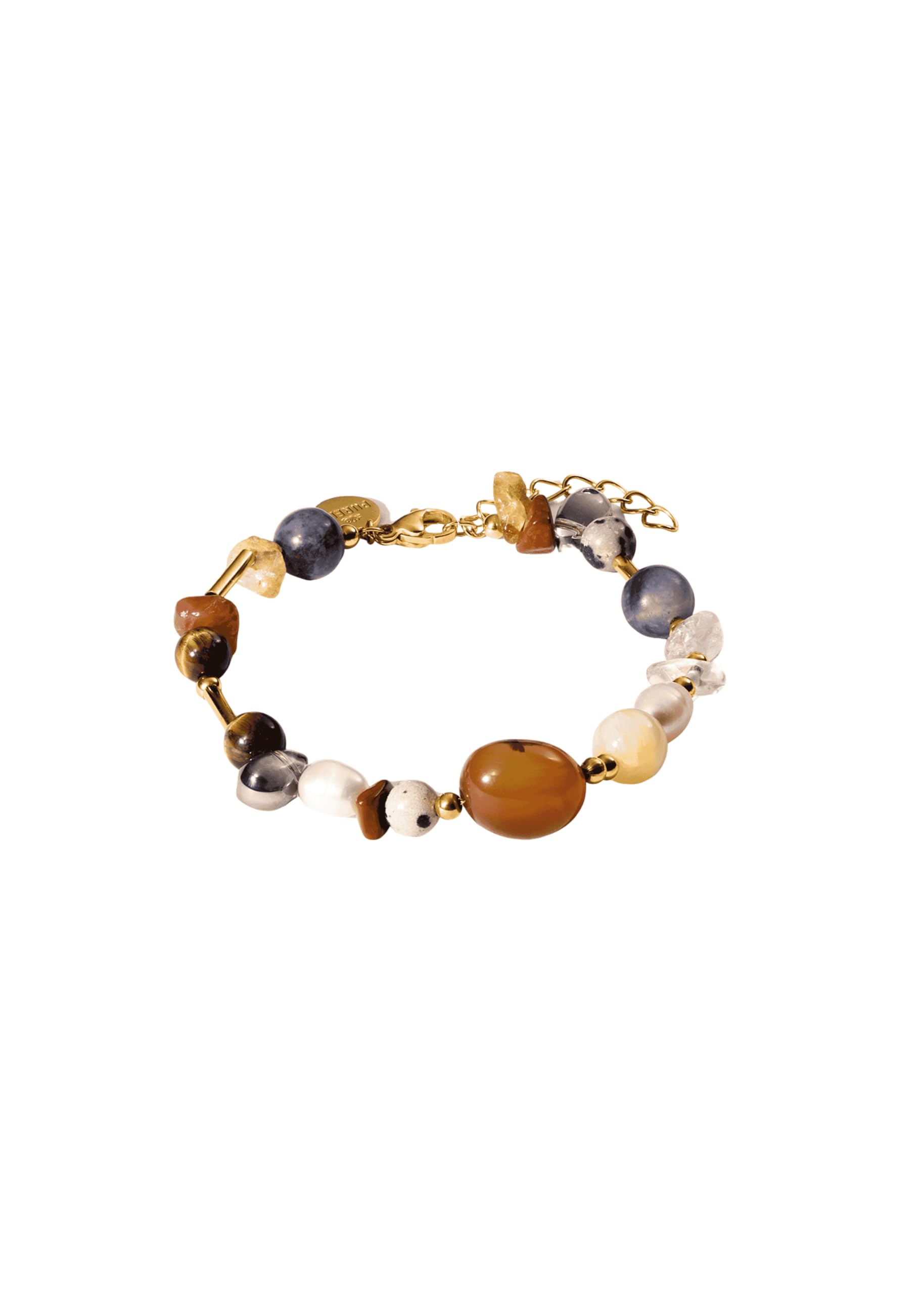 Purelei Hawaiian Sunset Armband – mit Achat, Sodalith, Citrin & Süßwasserperlen – Edelstahl 18K vergoldet – Damen Schmuck 17–20 cm – Farbintensives Edelstein-Armband - Wasserfest