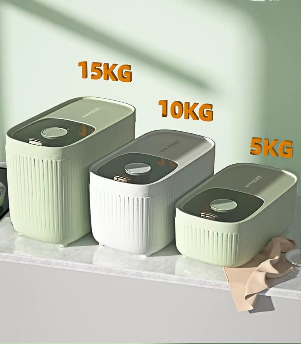 Contenedor de arroz dispensador de cereales, contenedor de alimentación de 15 kg, contenedor de alimentos secos, cubo de arroz sellado, apto para almacenar alimentos para gatos, comida