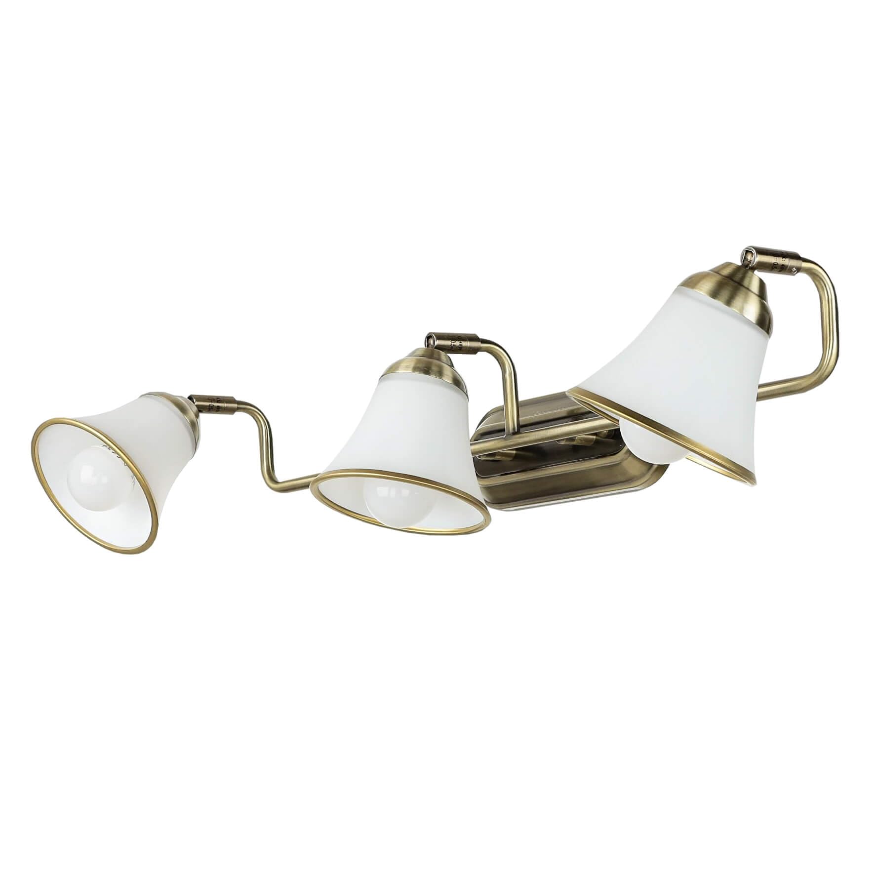 Licht-Erlebnisse Aplique Art Nouveau baño, bronce, aplique espejo, lámpara espejo, orientable, poco deslumbrante, cristal, 3 llamas, E14, A:70 cm, lámpara baño