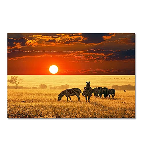 Kit Diamond Painting Zèbre au coucher du soleil mosaïque 5D 80x180cm