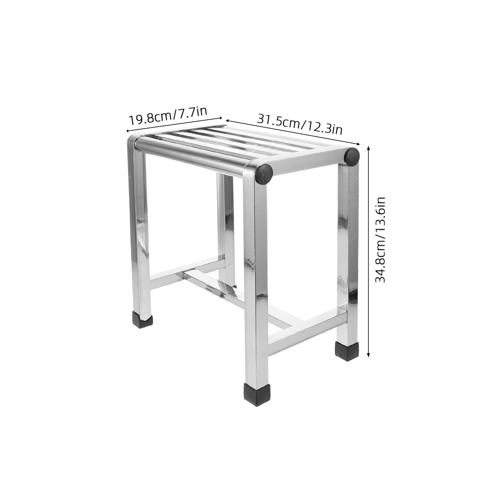 ERINGOGO Sgabello da Bagno in Acciaio Inox Spesso 31x20x35 Cm, Panca Antiscivolo per Doccia e Vasca, Sedile Compatto Multiuso per Anziani, e Supporto per Igiene Quotidiana