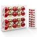 Produktbild Yorbay Weihnachtskugeln 44er Set Christbaumkugeln aus Glas mit Aufhänger, Weihnachtsdeko für Weihnachten, Weihnachtsbaum, Tannenbaum, Christmasbaum(Mehrweg) (Rot+Gold)