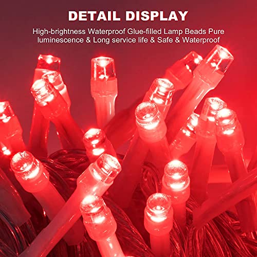 Image of LED String Light 12 Meter with 40 Red LED Bulbs | Copper Wire Fairy Lights for Diwali Decoration, Room Decor, Balcony Decoration, Indoor Outdoor Home Decorative Lighting