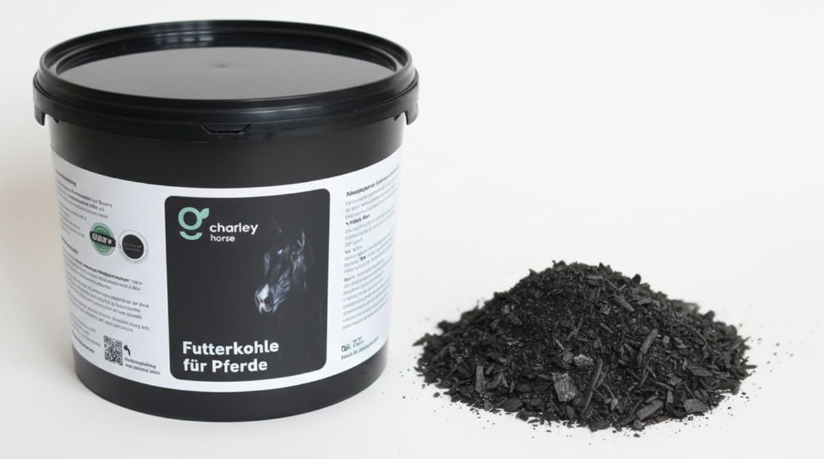 Carbone alimentare per cavalli – Secchio da 5 l di carbone per mangimi premium per una sana digestione, per la prevenzione e come aiuto naturale immediato per coliche e feci
