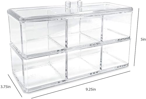 Miniatura 3 de Isaac Jacobs Organizador apilable rectangular de acrílico transparente de 3 compartimentos con tapa, bandeja de cajón multiseccional, solución de