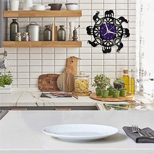 Horloge murale disque vinyle éléphant 12 pouces noire et silencieuse - 5