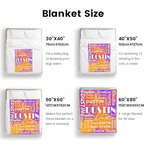 Name Blanket Personalized Name Blanket Customized Blanket with Name Text for Adult Kid Birthday Christmas Mothers Fathers Valentines Day Gift