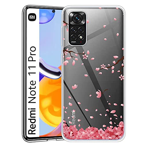 SEEYA Case Seeya pour Xiaomi Redmi Note 11 Pro 5G / 4G Coque Motif Transparente avec Dessin Fleur de Cerisier Fantaisie Fine Etui Silicone TPU Souple Bumper Housse de Protection Cover