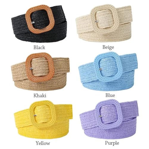 Straw Boho Belt Fashion Wide Waistband Female Waist Belt Braided Belts for Women Summer Patchwork Straw Woven Belt 5