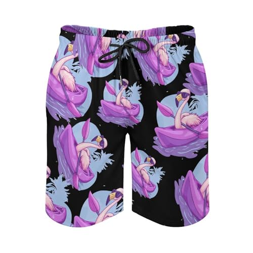 Flamingo Kayaking Mens Swim Trunks Quick Dry Board Shorts Beach Swimwear Bathing Suits2