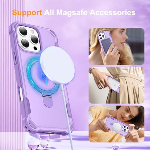 HIGLYCASE Compatible with iPhone 16 Pro Case with Invisible Magnetic Kickstand [Compatible with MagSafe] [10-FT Military Drop Protection] Slim Hard Back Soft Edge Pro Case 6.3 Inch, Purple by HIGLYCASE - Used condition - Image 6