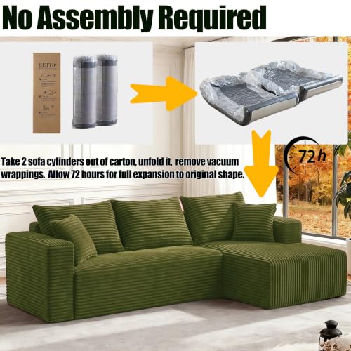 Image of Boneless Couch, Modular Sectional Sofa for Living Room - Olive Green