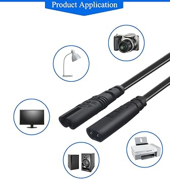 2 Pack 1FT/0.32M IEC320 C8 to C7 Power Cable with Switch 2.5A 250V