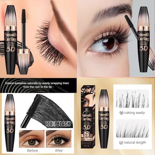Image of 5D Fiber Mascara for Lengthening & Volumizing, Waterproof Smudge-Proof Mascara Buildable for Dramatic False Lash Effect, Clump-Free & Flake-Free