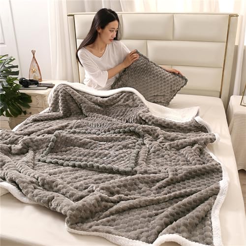 Hixingo Reisedecke & Kissen 2 in 1, Reisedecke mit Kissen Set Multifunktionale Reise Decke & Kissen 2 in 1 Weichem Flugzeug Verwandlungskissen für Urlaub, Camping (50 * 50cm,Plüsch-Grau)
