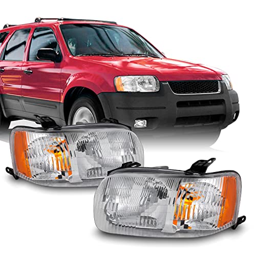 AKKON - For 2001 2002 2003 2004 Ford Escape OE Style Chrome Housing Headlight Assembly