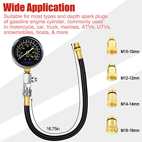 Image of AutoWandererTool 8Pcs Compression Tester with Adapter for Petrol Gas Engine