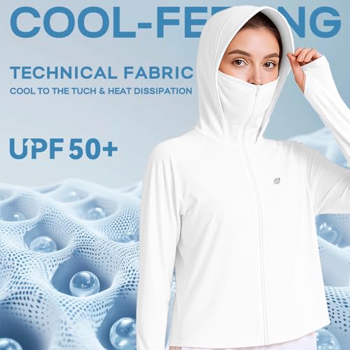 Image of Venzina Women's UPF 50+ Lightweight Athletic Jacket UV Sun Protection Full Zip Cooling Hoodie Long Sleeve Sunscreen Protective Clothing for Women for Outdoor Hiking, S-XL