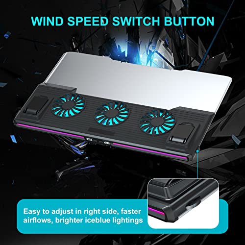AICHESON-RGB-Lights-Laptop-Cooler-Pad-with-3-Iceblue-Lighting-Cooling-Fans-for-15-to-173-inch-Computers-2-USB-Ports-Aluminum-Alloy-Silver