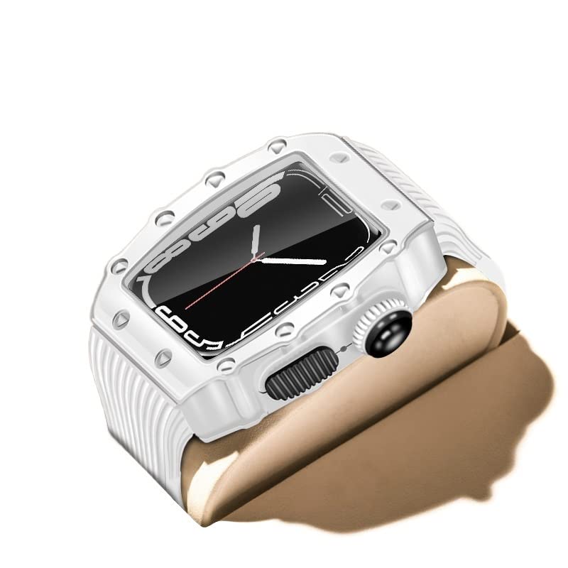 Bracelet en caoutchouc et boîtier alu luxe CZKE pour Apple Watch 45mm