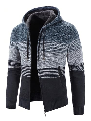 SOLY HUX Men's Zip Up Hoodies Cardigan Color Block Long Sleeve Hooded Knit Sweater Jacket3