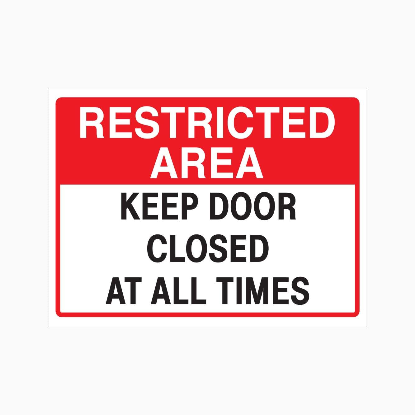 RESTRICTED AREA KEEP DOOR CLOSED AT ALL TIMES Sign Workplace Metal Tin Sign 8 x 12 inch for Industrial & Commercial Series