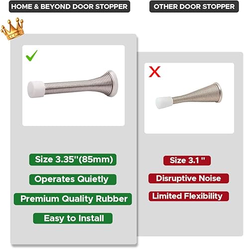 Miniatura 3 de 30 topes de puerta grandes de níquel cepillado de 3.35 pulgadas, topes de puerta de resorte para la parte inferior de la puerta, paquete de topes de