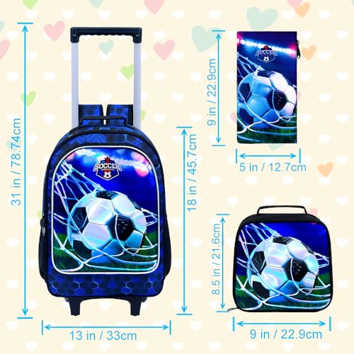 AGSDON Mochila infantil com rodinhas com 3 peças, mochila de rodinhas para meninos, mochila de escol