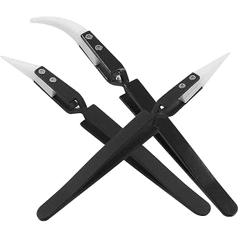 3 St ck Anti-Statik Pinzetten Set Keramik Pinzette Edelstahl Pr zisions Pinzette Hitzebest ndige f r Elektronik Reparaturen Schmuck Computer Labor Arbeiten Industrie