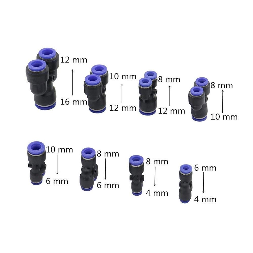 Schlauchverbinder 40 Stück PVC Y-Form Slip-Lock Reduzierung Schnellverbinder Gartenwasseranschlüsse Luftpneumatische Armaturen 4/6/8/10/12/16mm Schnittstelle