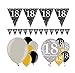 Produktbild Feste Feiern Geburtstagsdeko 18. Geburtstag | 13 Teile Deko-Set Luftballon Wimpel Girlande Banner Gold Schwarz Silber metallic Party Happy Birthday 18