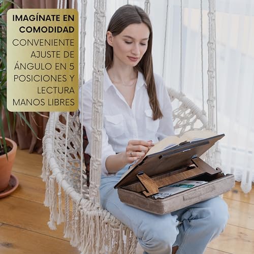 Miniatura 4 de Vigo Wood Soporte De Libros De Madera Ajustable - Mejora Tu Experiencia De Lectura Con Artesanía Premium Y 5 Ángulos Para Comodidad Óptima - Compartimento De Almacenamiento Para Libros, Tablets