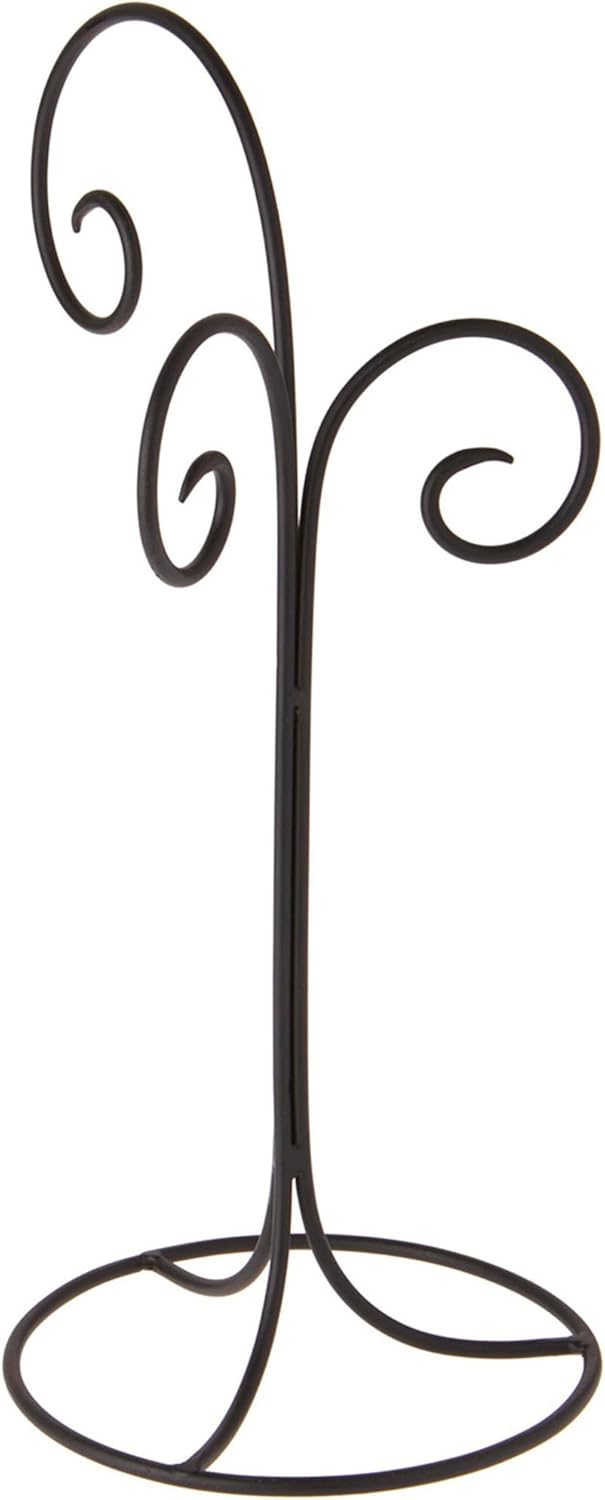 Bard's Black Wrought Iron 3 Arm Ornament Stand, 17" H x 7.5" W x 7.5" D