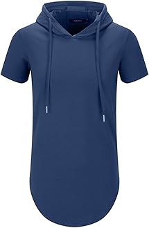 Aiyino Men's Hipster Hip Hop Longline Pullover Hoodies Shirts