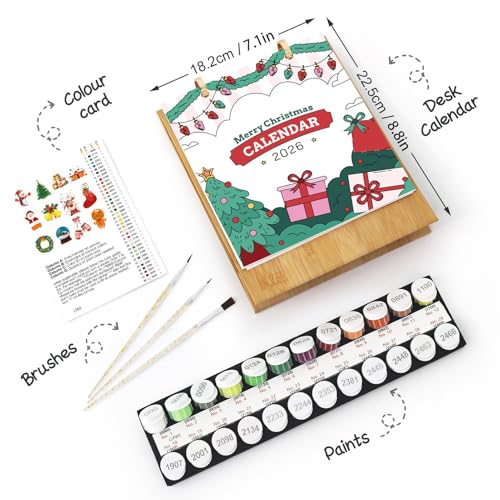Utensilios de pintura en calendario de Navidad 2026 escolar 5