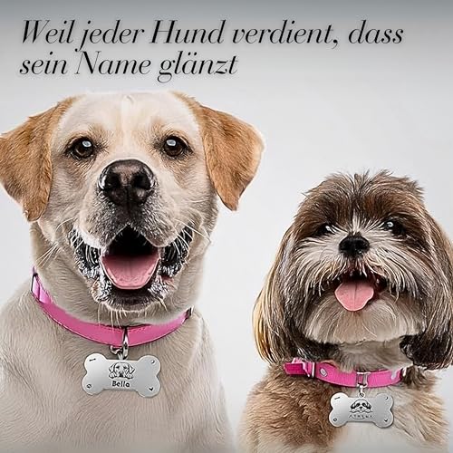 Hundemarke personalisiert – 52 Hunderassen Vorlagen – Knochenförmiges, Wasserdichtes Namensschild & Identifikationsmarke für Hunde