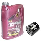 Hersteller- Nummer Motoröl: MN7812-4. Hersteller Motoröl: MANNOL. Hersteller- Nummer Ölfilter: HF138. . Hersteller Ölfilter: Hiflo. Lieferumfang: 4 Liter Motoröl 10W40 und 1 Stück Ölfilter Hiflo HF138 wie auf dem Produktbild abgebildet.