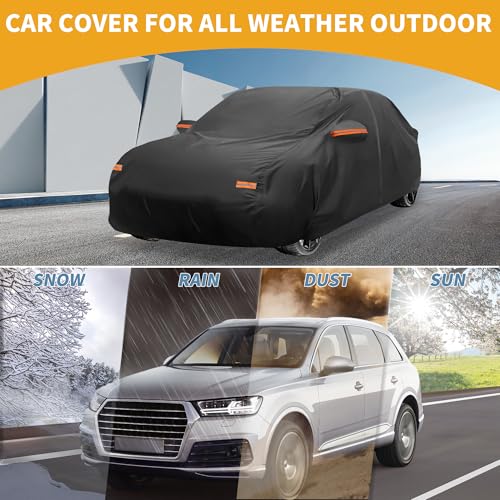 Image of Car Cover Waterproof All Weather Sun Rain Protection Full Exterior Cover for Genesis G70 Sedan 190T-PU Black with Left Side Zippers