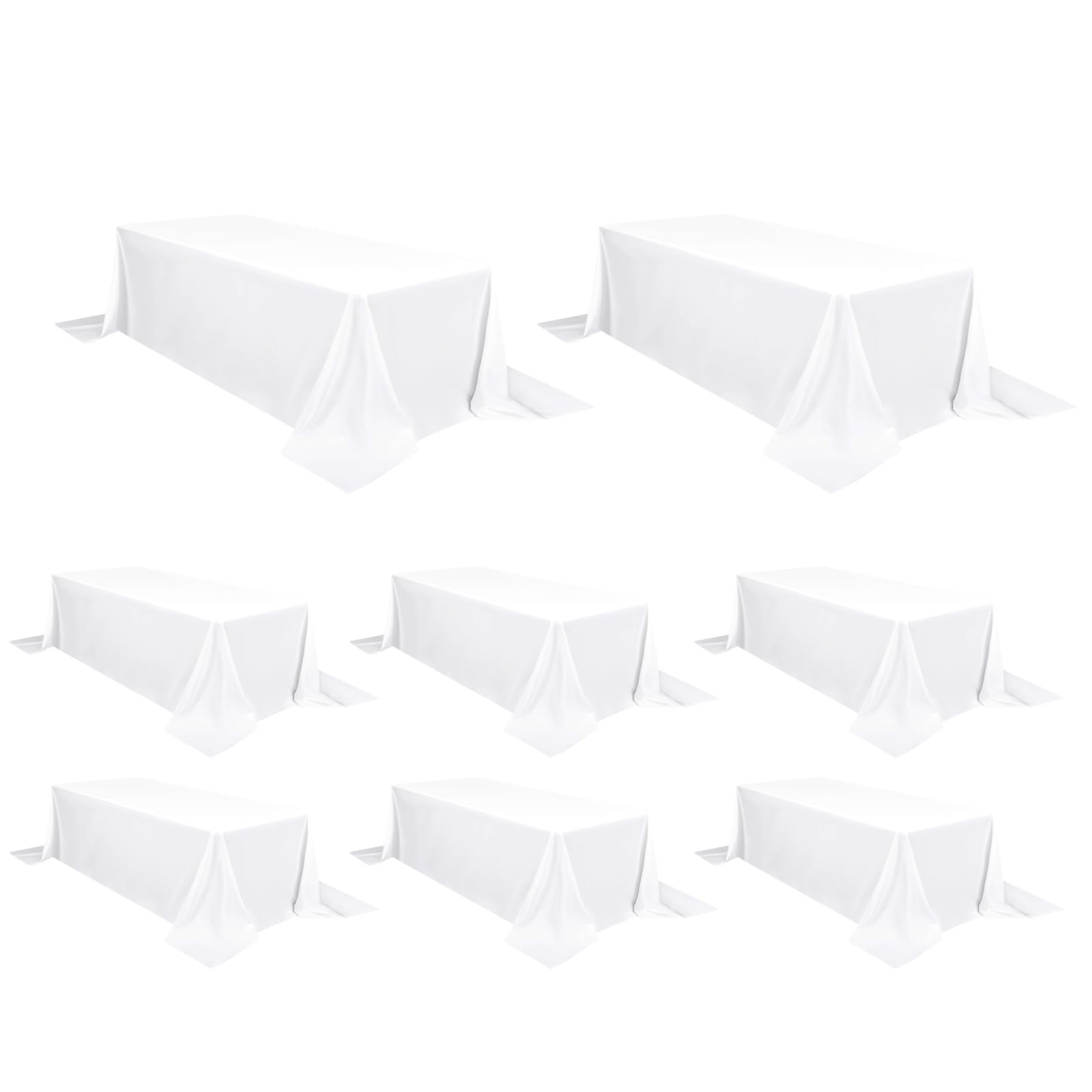 Pesonlook 8 Packs White Polyester Tablecloths 90 x 156 Inch for 8ft Rectangle Tables Washable Rectangular Polyester Tablecloth White Table Cover for Wedding,Banquet,Event,Party โ image 1
