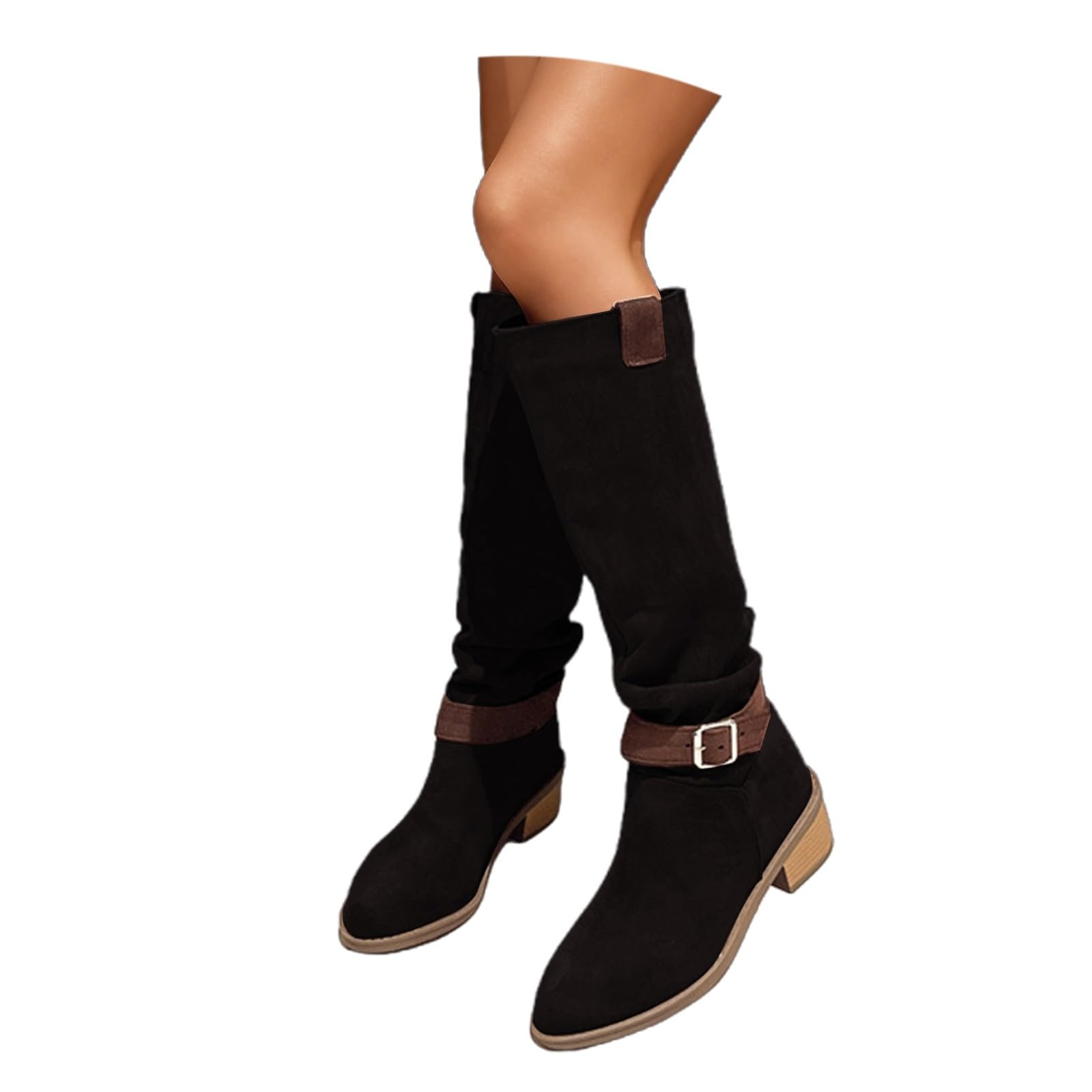 Botas de Invierno Mujer Botas Altas hasta la Rodilla, Estilo Vaquero, de Punta Fina, con tacón Grueso, Ideales para el Invierno frío, con Estilo y Comodidad.