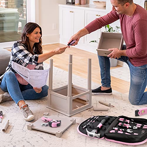 WORKPRO-103-Piece-Pink-Tool-Kit-Hand-Tool-Set-with-Easy-Carrying-Round-Pouch-Durable-Long-Lasting-Chrome-Finish-Tools-Perfect-for-DIY-Home-Maintenance-Pink-Ribbon