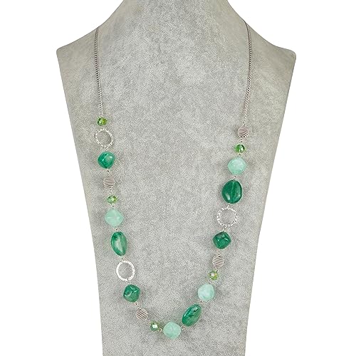 Long collier de perles cadeau femme avec chaîne argent - 5