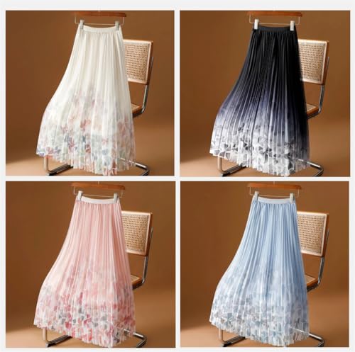 Floral Print Pleating Skirts Midi Long Streetwear Bottoms Skirt3