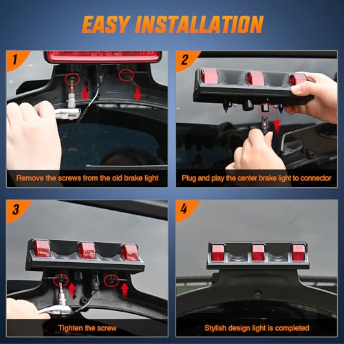 Image of Nilight Third Brake Light High Mount Stop Lamps For 2018-2026 Wrangler JL