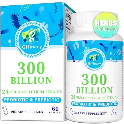 Probiotics for Women and Men, 300 Billion CFU, 24 Strains Probiotics with 15 Organic Herbs Prebiotics, Probiotic for Digestive Gut, Immune, Constipation, Diarrhea & Whole-Body Health - 2 Months Supply