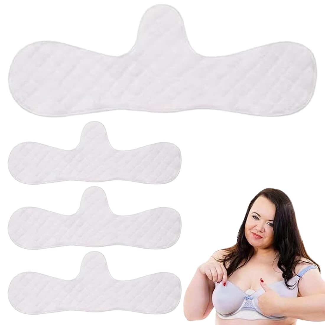 Confezione da 4 di protezioni per il petto in cotone riutilizzabili per donne, reggiseno antisudore sottoseno, protezioni per il sudore, prevengono perdite di sudore e latte