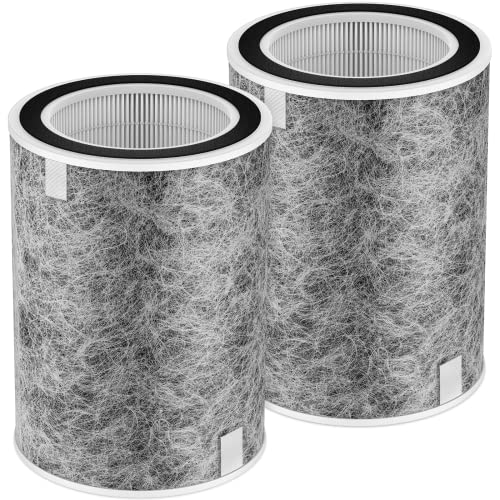 HP302 HP201 Replacement Filter Compatible with Shark HP201 HP302 HP301 HP202 HP232 HC502 AP1000 Air Purifier MAX, H13 True HEPA for 99.97% particles & Dust, Compare Part # HE2FKBAS, HE2FKBASMB, 2 Pack