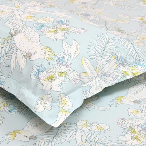 Image of Haus & kinder Double Bedsheet for Queen Size Bed | 90 x 100 Inches 144 TC Cotton Bedsheet for Double Bed with 2 Pillow Covers - Tropical Bird