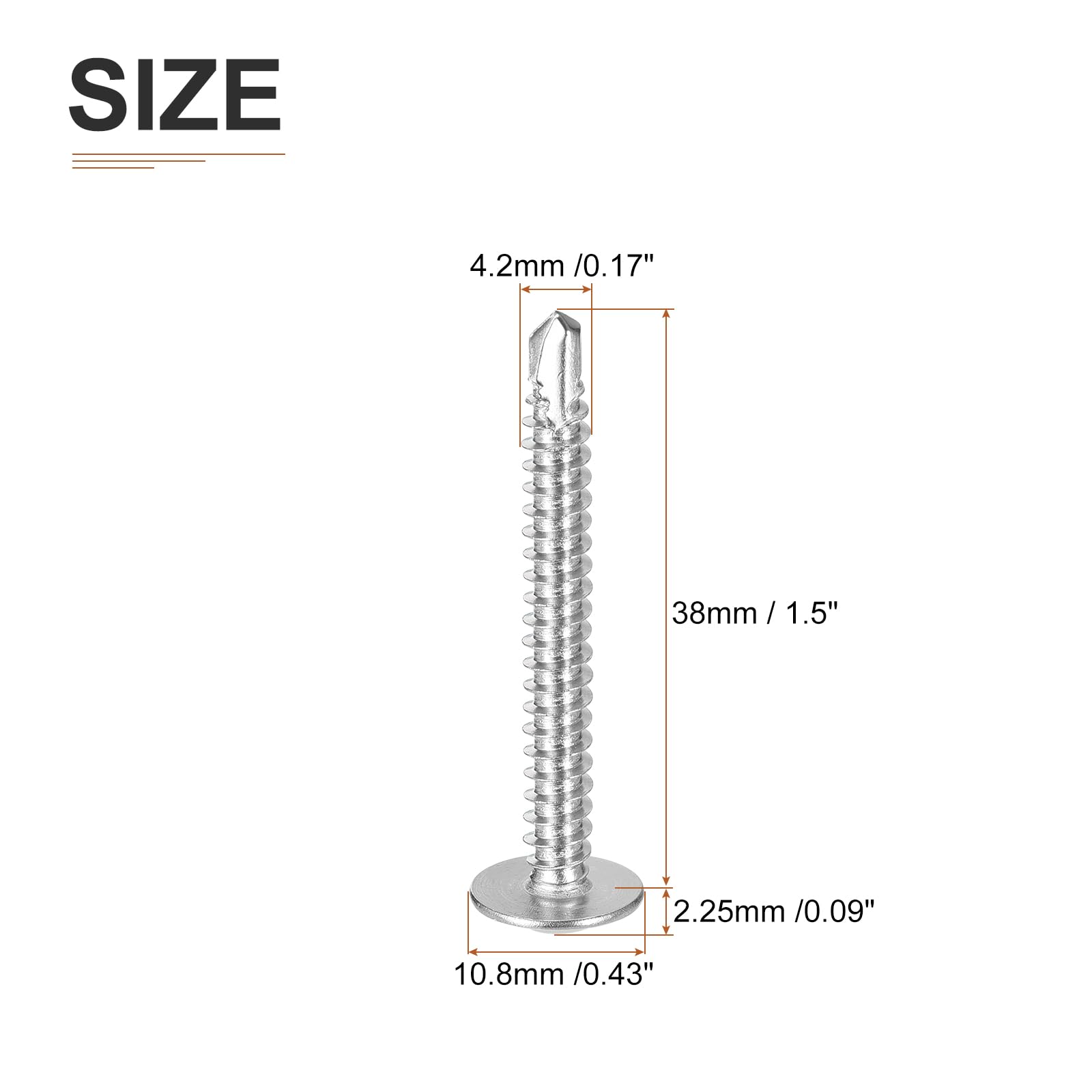 DTGN #8x1-1/2 Sheet Metal Screws, 100Pack, for Wood Furniture - Image 2